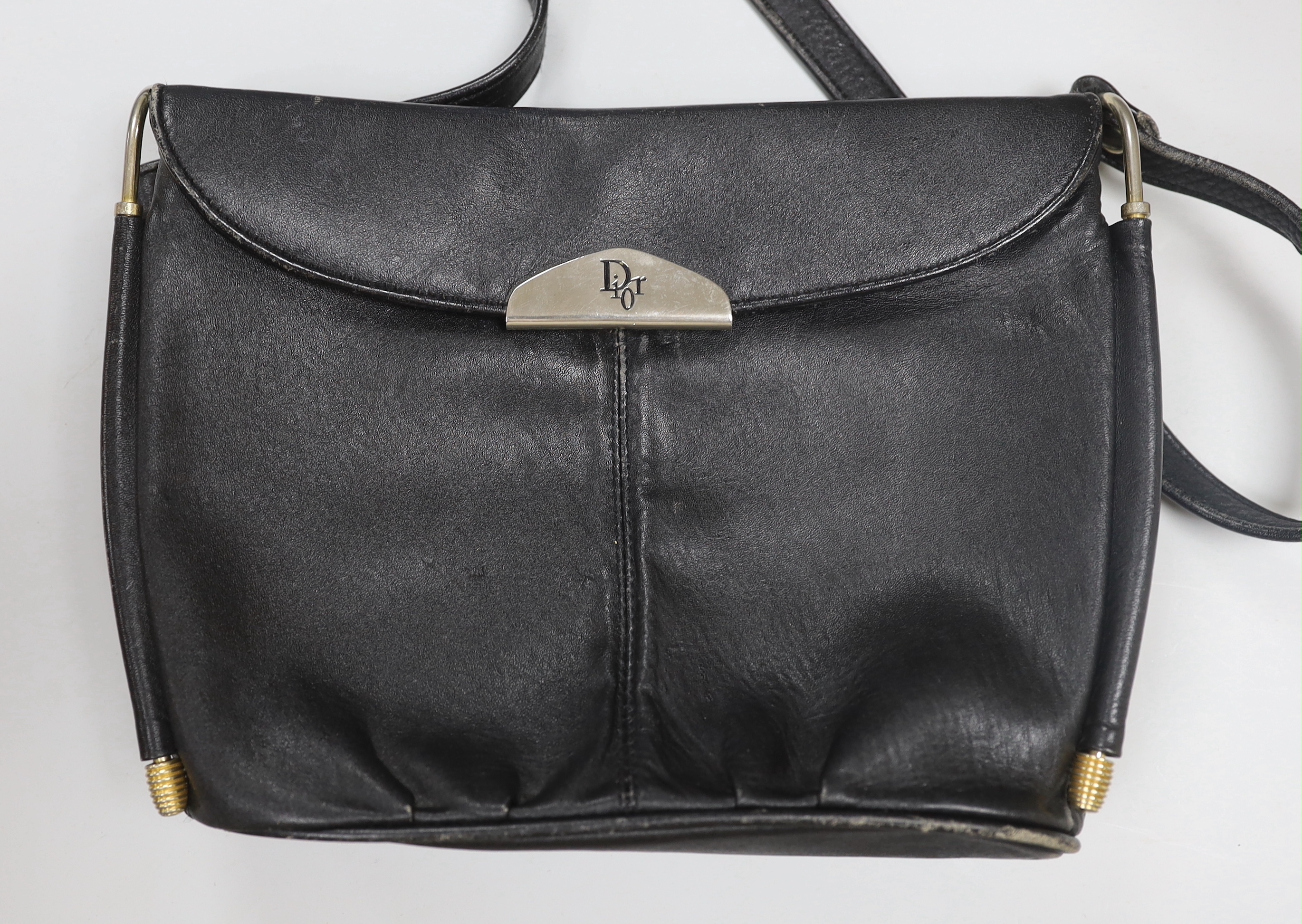 A Dior handbag, tiger's eye bead necklace and other costume jewellery